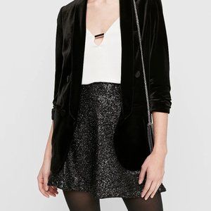 Shawl Collar Velvet Boyfriend Jacket in Black